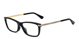Shop JIMMY CHOO Rectangle Eyeglasses in Black online.