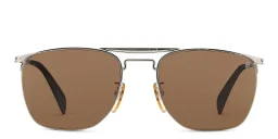 Shop DAVID BECKHAM Half Rim Square Sunglasses in Silver online.