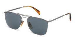 Shop DAVID BECKHAM Half Rim Square Sunglasses in Dark Ruthenium online.