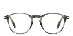 Shop DAVID BECKHAM Panthos Eyeglasses in Grey Horn online.