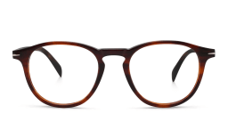 Shop DAVID BECKHAM Panthos Eyeglasses in Brown Striped Havana online.