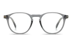Shop DAVID BECKHAM Talisman Panthos Eyeglasses in Transparent Grey online.
