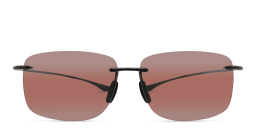 Shop Maui Jim Hema H443 Unisex Rimless Rectangle Sunglasses in Black online.