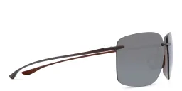Shop Maui Jim Hema H443 Unisex Rimless Rectangle Sunglasses in Brown online.
