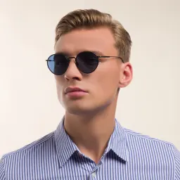 Shop GIORGIO ARMANI Round Sunglasses in Matte Black online.