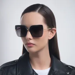 Shop Dolce & Gabbana Square Sunglasses in Black On Transparent Black online.