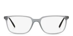 Shop GIORGIO ARMANI Wide Rectangle Eyeglasses in Transparent Grey online.