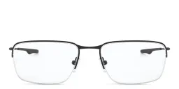 Shop Oakley Wingback Half-Rim Square Eyeglasses in Satin Black online.