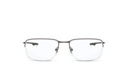 Shop Oakley Wingback Half-Rim Square Eyeglasses in Pewter online.