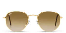 Shop Ray-Ban Hexagonal Unisex Sunglasses in Shiny Gold online.