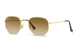 Shop Ray-Ban Hexagonal Unisex Sunglasses in Shiny Gold online.