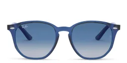 Shop Ray-Ban Junior Kids Irregular Sunglasses in Transparent Blue online.
