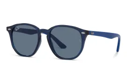 Shop Ray-Ban Junior Kids Irregular Sunglasses in Transparent Blue online.