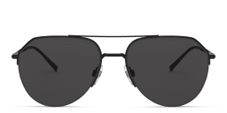 Shop Dolce & Gabbana Half Rim Aviator Sunglasses in Black online.
