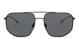 Shop Emporio Armani Irregular Sunglasses in Matte Black online.