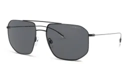 Shop Emporio Armani Irregular Sunglasses in Matte Black online.