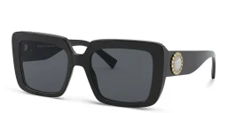 Shop VERSACE Rhinestone-embellished Medusa Sunglasses in Black online.