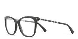 Shop VALENTINO Stud Square Eyeglasses in Black online.