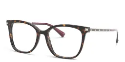 Shop VALENTINO Stud Square Eyeglasses in Havana online.