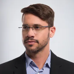 Shop EYE'M Rimless Round Eyeglasses in Blue online.