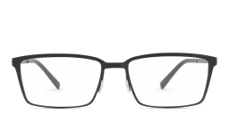 Shop EYE'M Logo Signature Rectangle Eyeglasses in Gunmetal online.