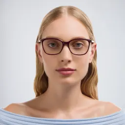 Shop EYE'M Square Eyeglasses in Burgundy online.