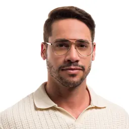 Shop EYE'M Wide Aviator Eyeglasses in Gold online.