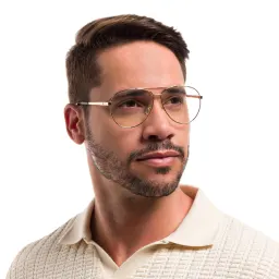 Shop EYE'M Wide Aviator Eyeglasses in Gold online.