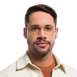 Shop EYE'M Wide Rectangle Eyeglasses in Gold online.