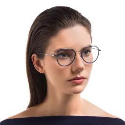 Shop EYE'M Unisex Round Eyeglasses in Blue online.