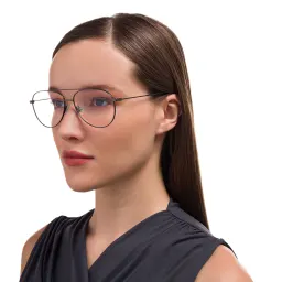 Shop EYE'M Unisex Wide Aviator Eyeglasses in Gunmetal online.