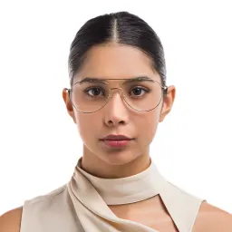 Shop EYE'M Unisex Wide Aviator Eyeglasses in Gold online.