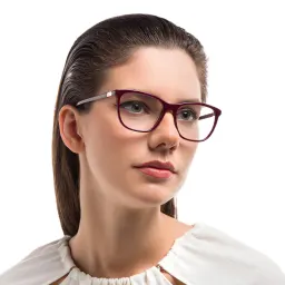 Shop EYE'M Square Eyeglasses in Burgundy online.