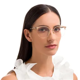 Shop EYE'M Half Rim Cat Eye Eyeglasses in Nude online.