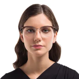 Shop EYE'M Half Rim Cat Eye Eyeglasses in Burgundy online.