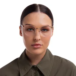 Shop EYE'M Half Rim Cat Eye Eyeglasses in Nude online.