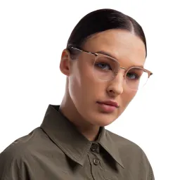 Shop EYE'M Half Rim Cat Eye Eyeglasses in Nude online.