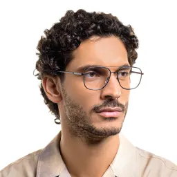 Shop EYE'M Wide Square Eyeglasses in Gunmetal online.