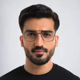 Shop EYE'M Square Eyeglasses in Black On Silver online.