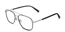 Shop EYE'M Square Eyeglasses in Black On Silver online.