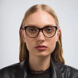 Shop EYE'M Cat-Eye Eyeglasses in Double Layer Black online.