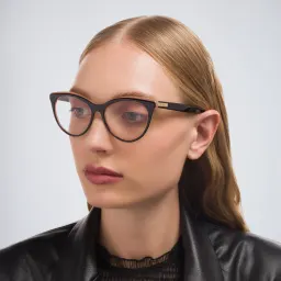 Shop EYE'M Cat-Eye Eyeglasses in Double Layer Black online.