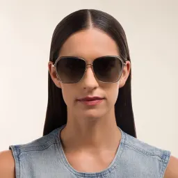 Shop EYE'M Wide Cat Eye Sunglasses in Gold online.