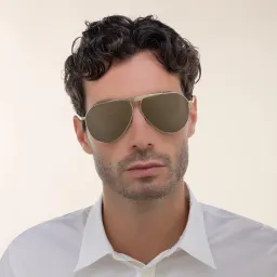 Shop EYE'M Aviator Sunglasses in Gold online.