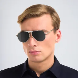 Shop EYE'M Aviator Sunglasses in Silver online.