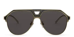 Shop Dolce & Gabbana Wide Aviator Sunglasses in Gold online.