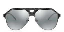 Shop Dolce & Gabbana Wide Aviator Sunglasses in Gunmetal online.