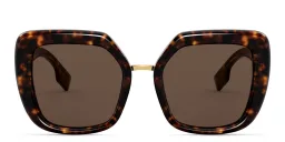 Shop BURBERRY Square Sunglasses in Dark Havana online.