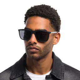 Shop Emporio Armani Rectangle Sunglasses in Rubber Black online.