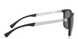 Shop Emporio Armani Rectangle Sunglasses in Rubber Black online.